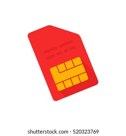 Mobile chip. Vector icon. Red