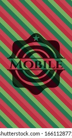 Mobile christmas colors style emblem. Vector Illustration. Detailed.