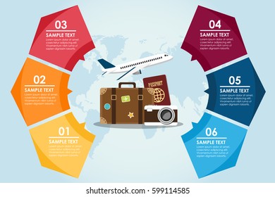 Mobile circle infographic with world background. Vector illustration