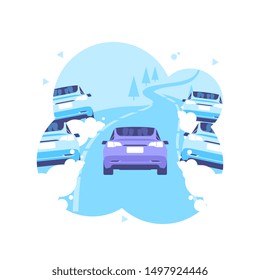mobile city transportation vector illustration concept, Online car sharing with cartoon character and smartphone, can use for, landing page, template, ui, web, mobile app, poster, banner, flyer