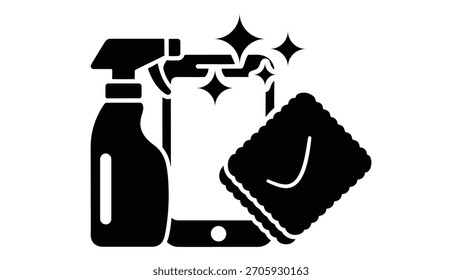 Mobile cleaning kit  spray bottle, microfiber cloth, and phone screen cleaner for removing dirt and fingerprints