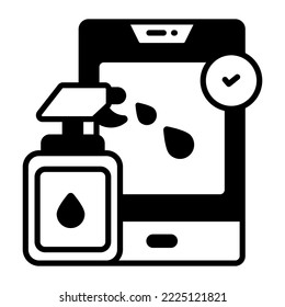 Mobile Reinigung Modernes Design, hochwertiges Vektorgrafik-Konzept. Vektorsymbol.