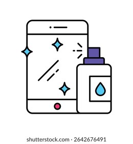 Mobile Cleaning Vector Filled outline illustration style icon. EPS 10 file 