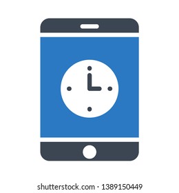 mobile clock glyph double color icon