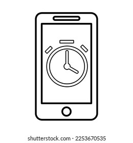 Mobiles Uhrensymbol im Zeilenstil