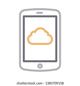 mobile cloud color line icon