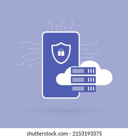 Mobile Cloud Computing - MCC concept. Combination of cloud api and mobile computing technology. Vector icon in flat design