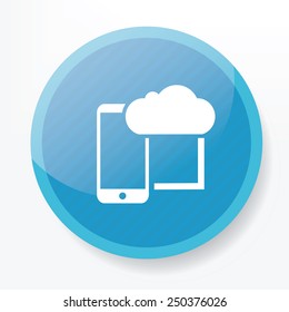 Mobile cloud computing on blue button,clean vector