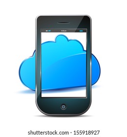 mobile and cloud isolated in colors black and blue