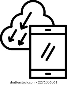 Mobile Cloud Line Vector Icon Design