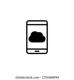 Mobile Cloud Services Icon in black flat glyph, filled style isolated on white background