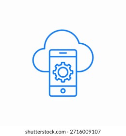 Vector de signo de icono de Configuraciones de nube móvil