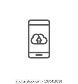 Mobile, cloud, upload vector icon. Element of phone for mobile concept and web apps illustration. Thin line icon for website design and development. Vector icon