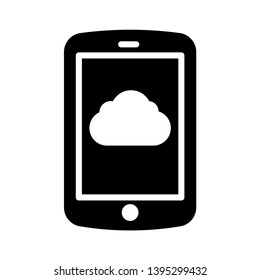 mobile cloud vector glyph flat icon