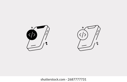 Conjunto de iconos vectoriales de codificación móvil Ilustración de stock