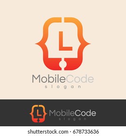 mobile code initial Letter L Logo design