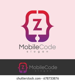 mobile code initial Letter Z Logo design