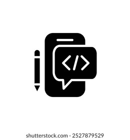 mobile coding app solid icon vector design good for web or mobile app