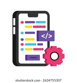 Mobile Coding Vector style icon. Eps 10 file