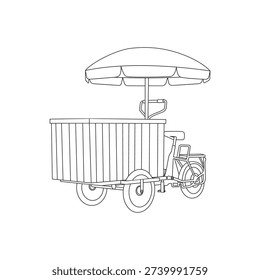 Mobile coffee bike vector illustration design. Black and white mobile coffee line art.