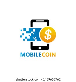 Mobile Coin Logo Template Design Vector, Emblem, Design Concept, Creative Symbol, Icon