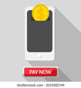 Mobile coins screen. Vector line, 3d stroke isometric, color web icon, new flat style. Creative illustration design, abstract idea for infographics.