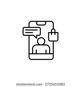 Diseño De Iconos De Vector De Esquema De Comercio Móvil Y Comunicación