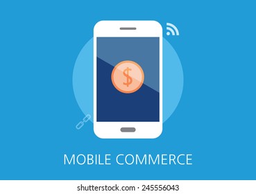 mobile commerce concept flat icon