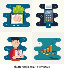 Comercios móviles imágenes fijas de pago. Ilustración del vector