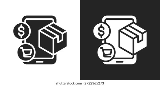 mobile commerce Icon In Black And White Glyph Style