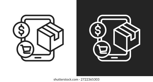 mobile commerce Icon In Black And White Line Style