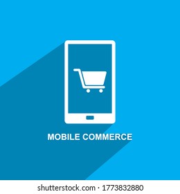 icono de comercio móvil, vector de icono de negocios