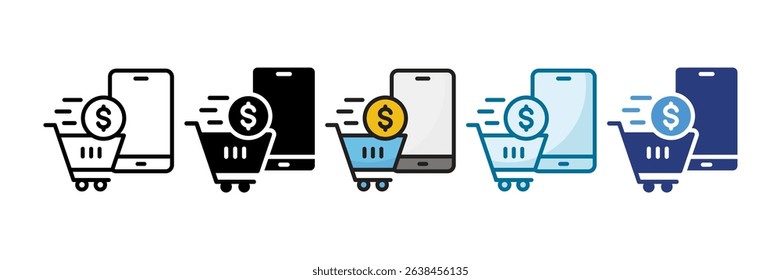 Mobile Commerce Icon Set Multiple Style Collection