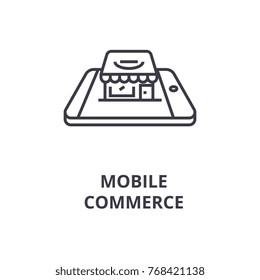 mobile commerce line icon, outline sign, linear symbol, vector, flat illustration