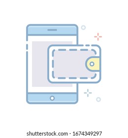 Ilustración de Mobile Commerce Vector. Icono de color de esquema relleno.