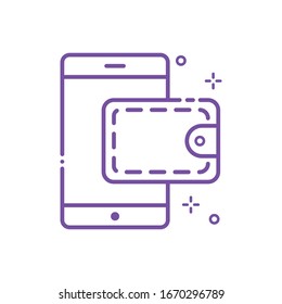 Ilustración de Mobile Commerce Vector. Icono de esquema de compras y comercio electrónico. Archivo EPS 10