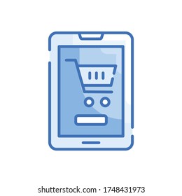 Mobile Commerce Vector Style illustration. Filled Outline Icon. EPS 10