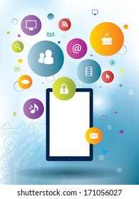 Mobile communication apps to services available on the internet