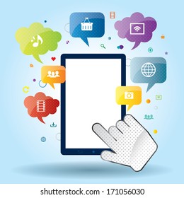 Mobile communication apps to services available on the internet