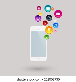 Mobile communication by smart phone apps to services available on the internet