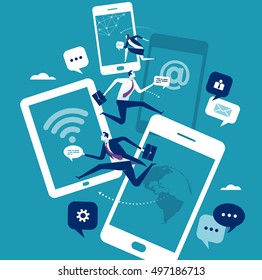 Mobile communication concept. Business vector illustration