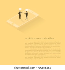 Mobile communication concept. People are chatting on a smartphone. This concept shows that mobile communication is important to business success.