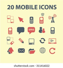 mobile communication, connection concept icons, signs set, vector
