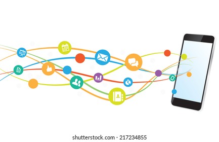 Mobile communication internet connection background vector