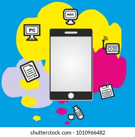 mobile communication network social media sign symbol. wireless connection with smart phone