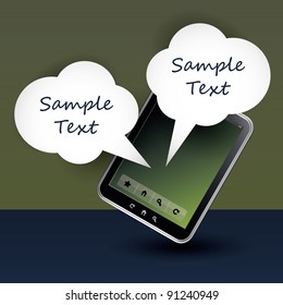 Mobile Communication on Phone or Tablet PC - Background Template Design Concept