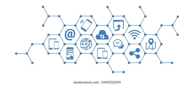 Mobile communication and social media concept - vector illustration