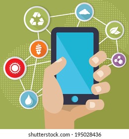 Mobile communication,Ecology concept icons,vector