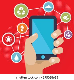 Mobile communication,Ecology concept icons,vector
