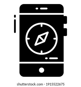 Mobile Compass glyph icon, map and location icon.